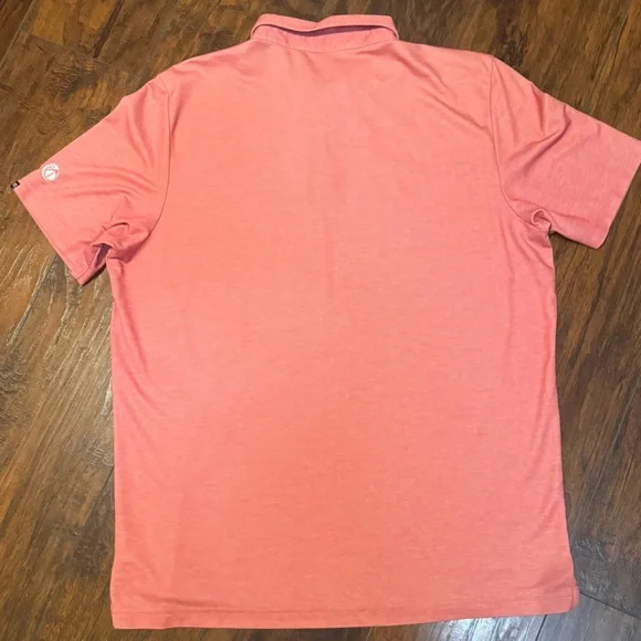 Travis Mathew Men's Size 2XL Red Heathered Short Sleeve Golf Polo Shirt Logo - Picture 9 of 11